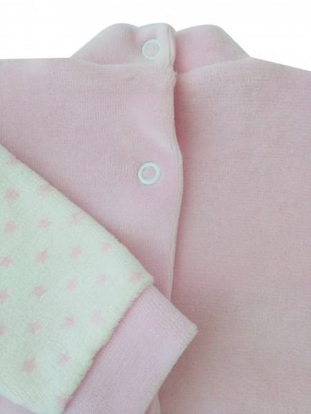 Picture baby footie in chenille baby bear and rainbow. Colour pink, size 0-1 month 3