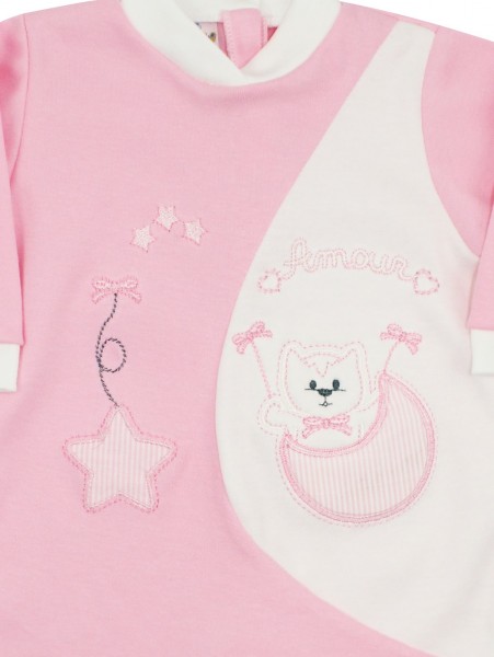 Image cotton baby footie interlock footie amour stars and moon. Colour pink, size 1-3 months 2