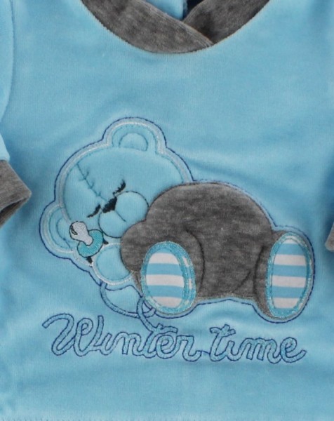 baby footie outfit in chenille winter time. Colour turquoise, size 3-6 months 2