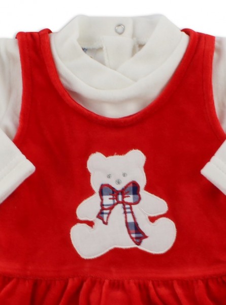 baby footie outfit chenille baby bear bow. Colour red, size 1-3 months 2