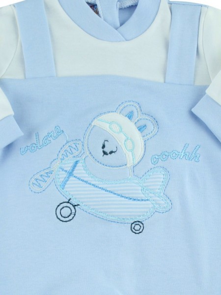 cotton baby footie interlock fly ooohhh. Colour light blue, size 9-12 months 2