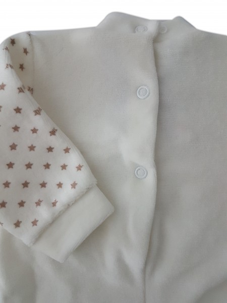 Picture baby footie in chenille baby bear and rainbow. Colour creamy white, size 0-1 month 3