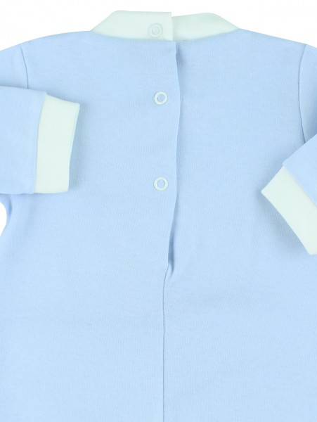 Image cotton baby footie interlock love heart. Colour light blue, size 6-9 months 2