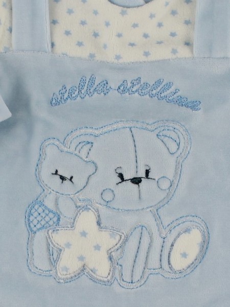 Image baby footie chenille star star. Colour light blue, size 1-3 months 2