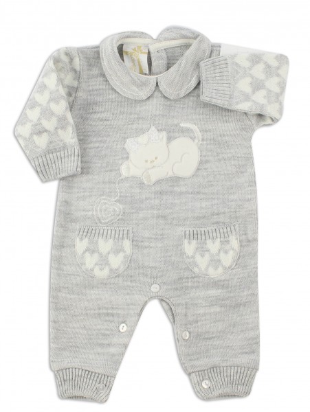 Picture baby footie mixed wool kitten. Colour grey, size 0-1 month Grey Size 0-1 month