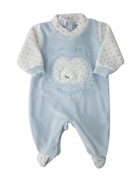Chenille baby footie baby bear sweety lovely image of. Colour light blue, size 0-1 month Light blue Size 0-1 month