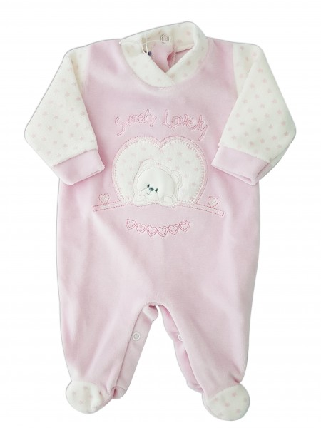 Chenille baby footie baby bear sweety lovely image of. Colour pink, size 0-1 month Pink Size 0-1 month