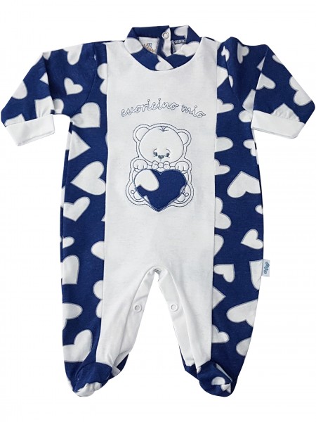 Picture cotton baby footie jersey baby bear little heart mine. Colour blue, size 0-1 month Blue Size 0-1 month