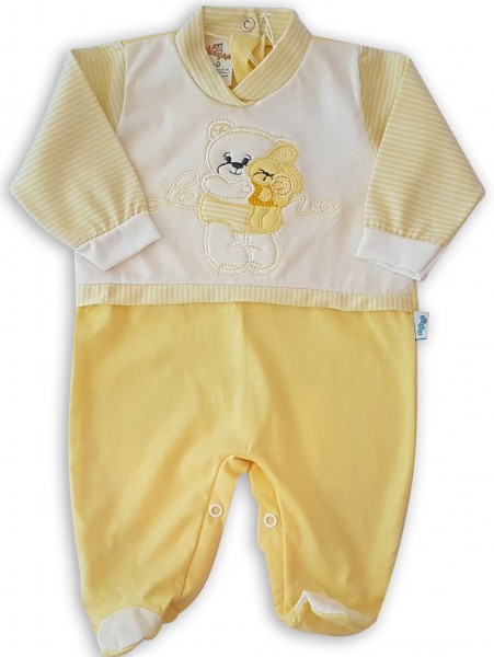 cotton baby footie jersey love. Colour yellow, size 00 Yellow Size 00