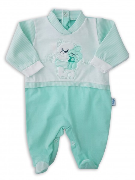 cotton baby footie jersey love. Colour green, size 00 Green Size 00