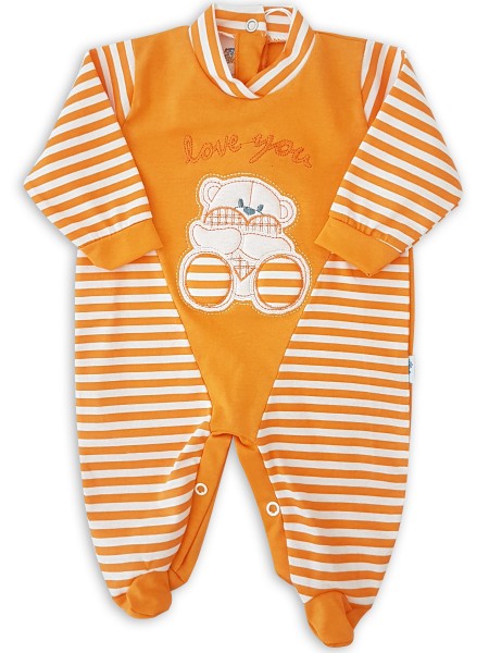 Image baby footie love you stripes. Colour orange, size 0-1 month Orange Size 0-1 month