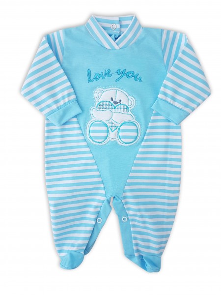 Image baby footie love you stripes. Colour turquoise, size 0-1 month Turquoise Size 0-1 month