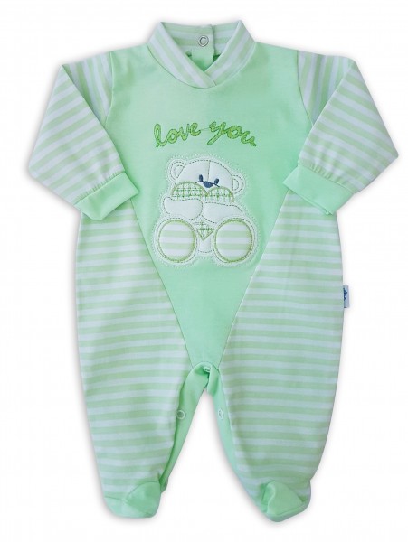 Image baby footie love you stripes. Colour pistacchio green, size 3-6 months Pistacchio green Size 3-6 months