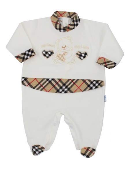 Image cotton baby footie interlock my heart my love. Colour creamy white, size 3-6 months Creamy white Size 3-6 months