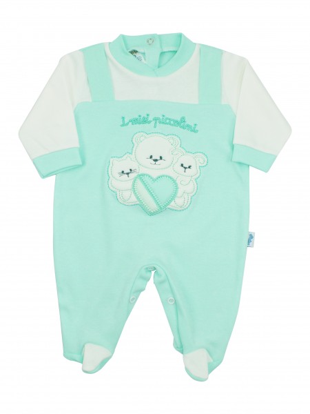 cotton baby footie interlock my little ones. Colour green, size 00 Green Size 00