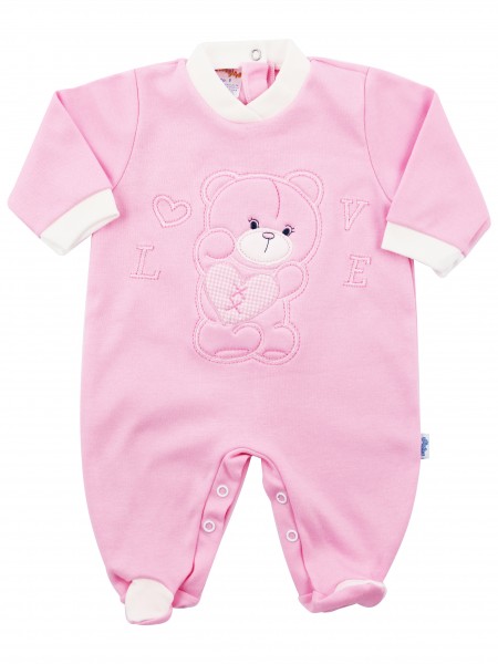 Image cotton baby footie interlock love heart. Colour pink, size 9-12 months Pink Size 9-12 months