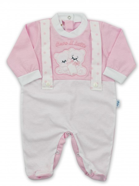 Picture baby footie in jersey We drink milk. Colour pink, size 1-3 months Pink Size 1-3 months