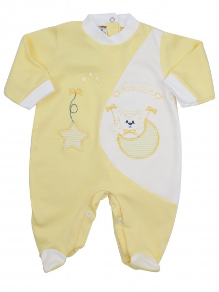 Image cotton baby footie interlock footie amour stars and moon. Colour yellow, size 3-6 months Yellow Size 3-6 months