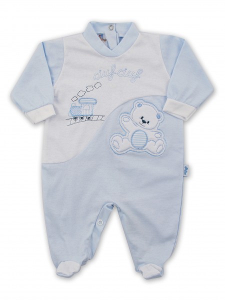Baby footie jersey ciufciuf image. Colour light blue, size 0-1 month Light blue Size 0-1 month