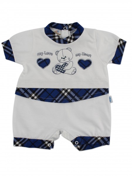 baby footie romper my love my heart. Colour blue, size 00 Blue Size 00