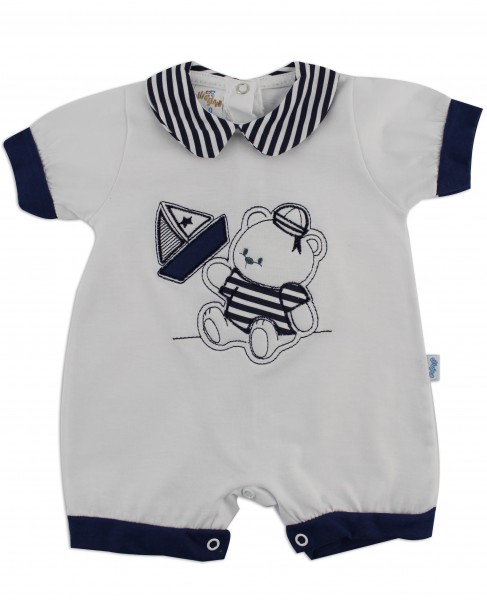 Image baby footie romper boat. Colour white, size 1-3 months White Size 1-3 months