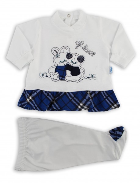 cotton baby footie outfit j love. Colour blue, size 00 Blue Size 00