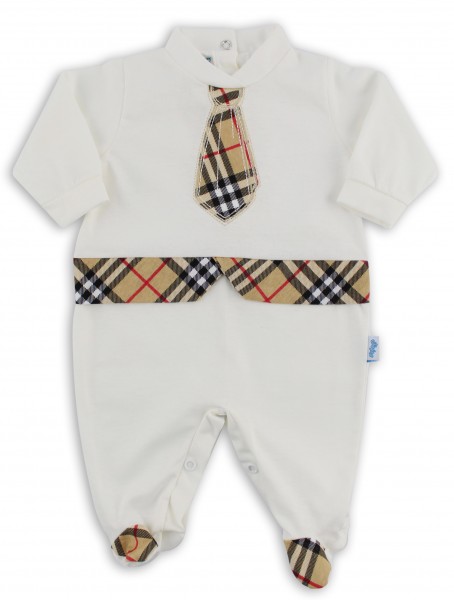 Baby footie image in jersey Scottish tie. Colour creamy white, size 0-1 month Creamy white Size 0-1 month