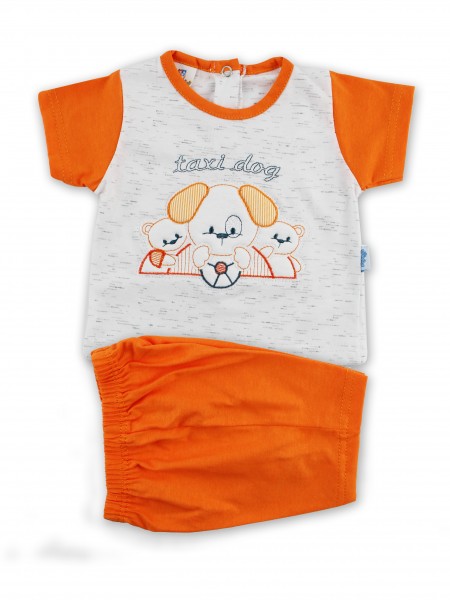 Picture baby footie outfit cotton jersey taxi dog. Colour orange, size 1-3 months Orange Size 1-3 months