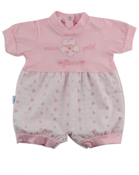 Image baby footie romper mon petit fleur. Colour pink, size 6-9 months Pink Size 6-9 months