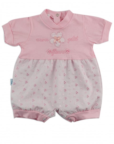 Image baby footie romper mon petit fleur. Colour pink, size 0-1 month Pink Size 0-1 month