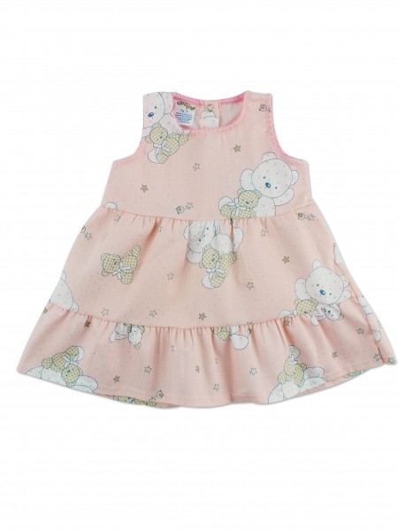 baby footie cotton piqué bears and stars dress. Colour pink, size 0-1 month Pink Size 0-1 month