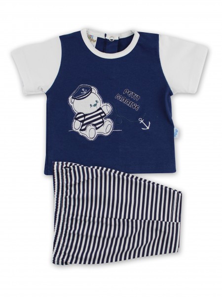 baby footie outfit jersey le petit marina. Colour blue, size 00 Blue Size 00