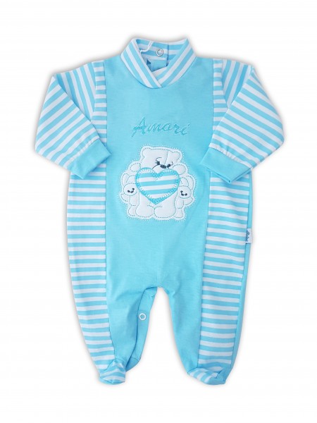 baby footie in jersey loves. Colour turquoise, size 0-1 month Turquoise Size 0-1 month