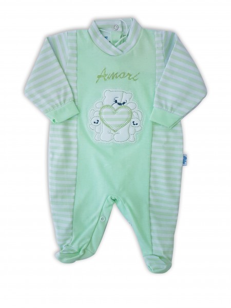 baby footie in jersey loves. Colour pistacchio green, size 0-1 month Pistacchio green Size 0-1 month