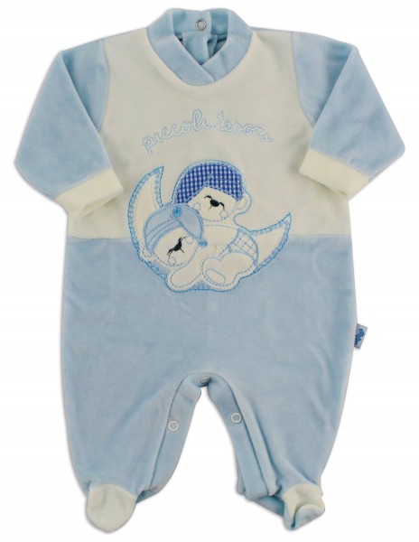 Picture baby footie in chenille small treasures bedtime. Colour light blue, size 0-1 month Light blue Size 0-1 month