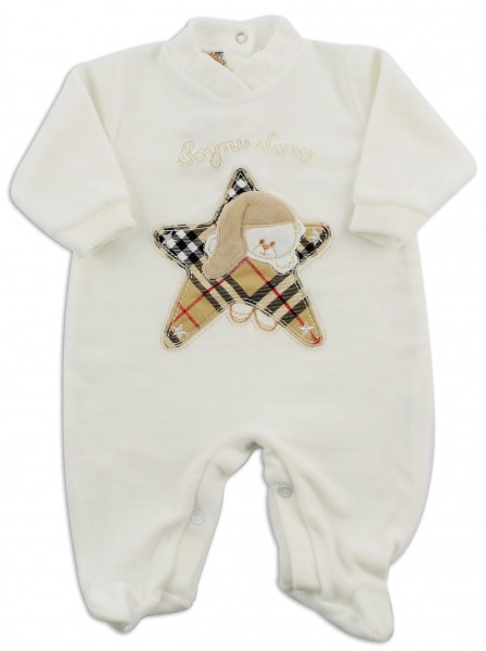 Image baby footie chenille dreams gold star Scottish. Colour creamy white, size 0-1 month Creamy white Size 0-1 month