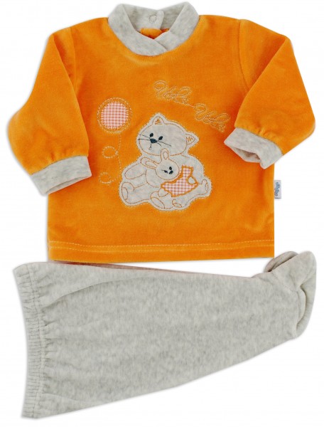 baby footie outfit chenille balloon flies. Colour orange, size first days Orange Size first days