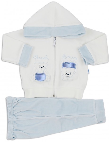 Picture Coverall Hooded Friends Bears. Colour light blue, size 1-3 months Light blue Size 1-3 months