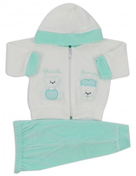 Picture Coverall Hooded Friends Bears. Colour green, size 0-1 month Green Size 0-1 month