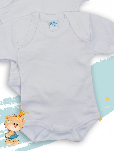 short sleeve cotton leotard. Colour white, size 0-1 month White Size 0-1 month