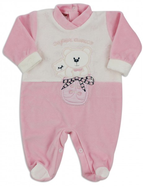 baby footie chenille super friend. Colour pink, size 00 Pink Size 00