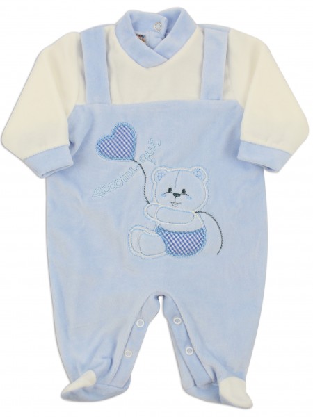 baby footie chenille here I am. Colour light blue, size 00 Light blue Size 00