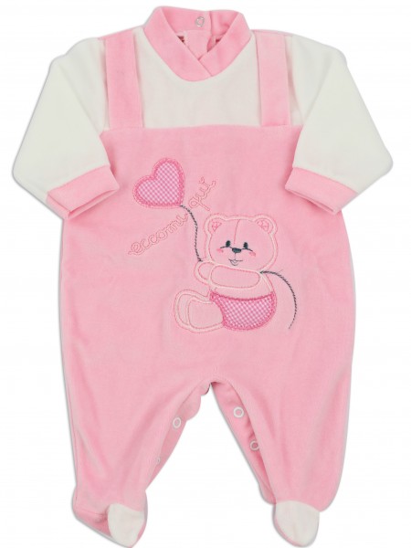 baby footie chenille here I am. Colour pink, size 00 Pink Size 00