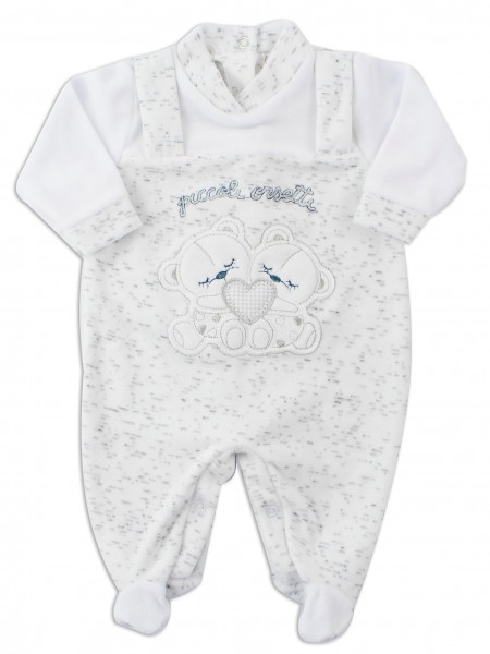 Picture baby chenille footie small bears. Colour white, size 0-1 month White Size 0-1 month