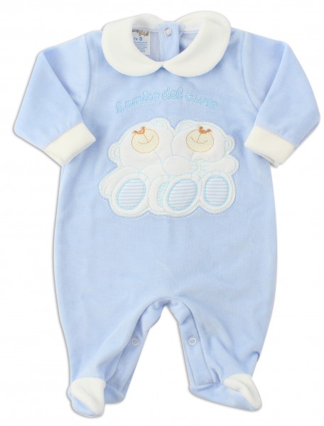 baby footie chenille heart friend. Colour light blue, size 00 Light blue Size 00