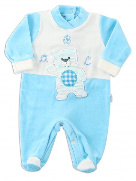 Picture baby footie chenille baby bear a b c. Colour turquoise, size 3-6 months Turquoise Size 3-6 months