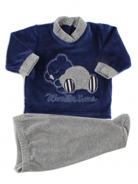 baby footie outfit in chenille winter time. Colour blue, size 0-1 month Blue Size 0-1 month