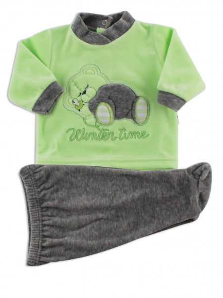 baby footie outfit in chenille winter time. Colour pistacchio green, size 0-1 month Pistacchio green Size 0-1 month