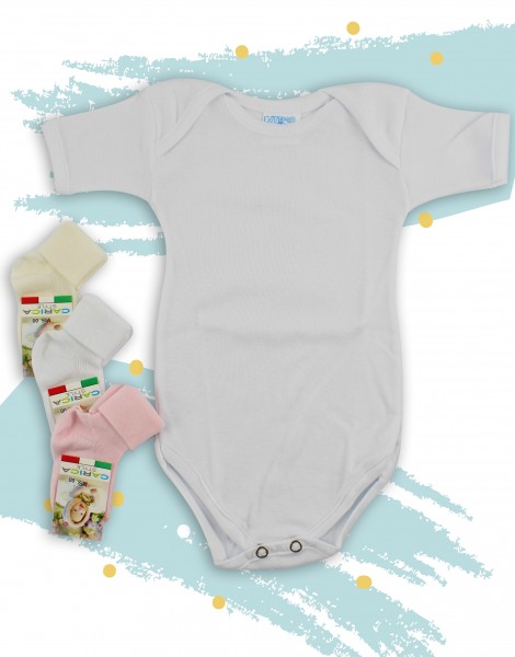 Underwear bodysuit and socks in cotton. Colour white, size 6-9 months White Size 6-9 months