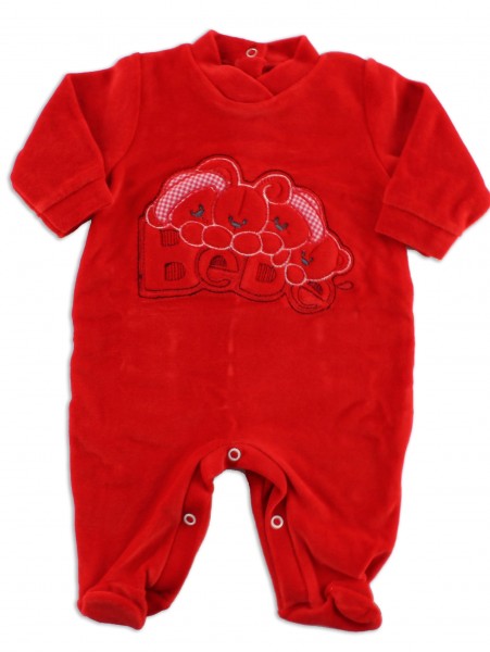 Baby footie red baby. Colour red, size 3-6 months Red Size 3-6 months